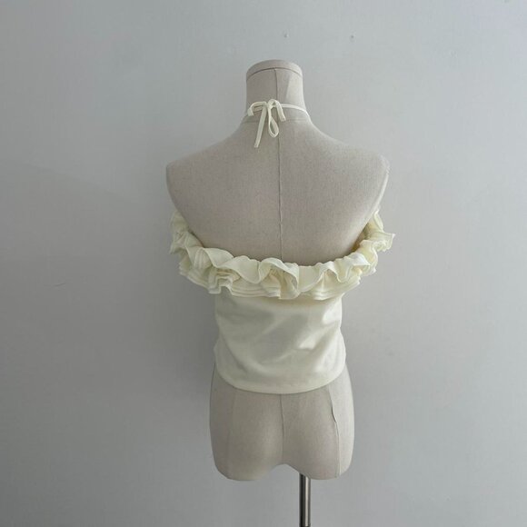 Meshki Jennie Ruffle Off Shoulder Top | Ivory | Women’s Size L - Picture 3 of 5